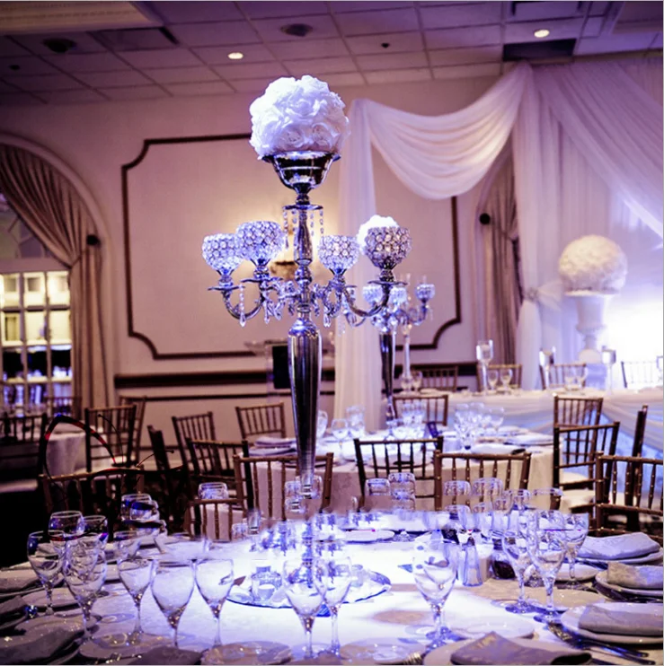 Tall Sliver Crystal Candelabra For Wedding Centerpiece Holder Decor Lager Floor Candelabra