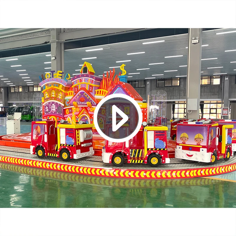 Fairground Attraction Rotating Track Train Rides Kiddie Attractions Fighting Fire Team Rides For Sale