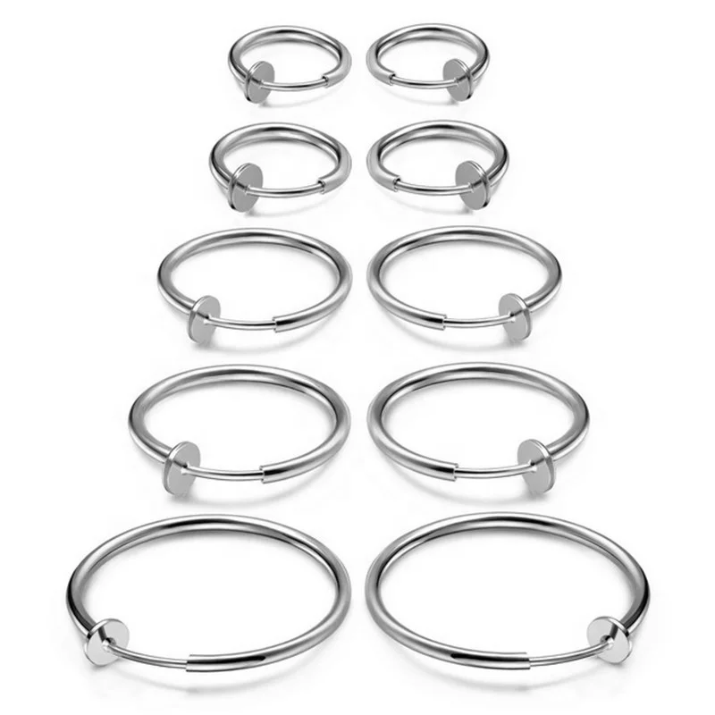 popular painless clip on fake hoop earring cuff non piercing big circle earrings women girls