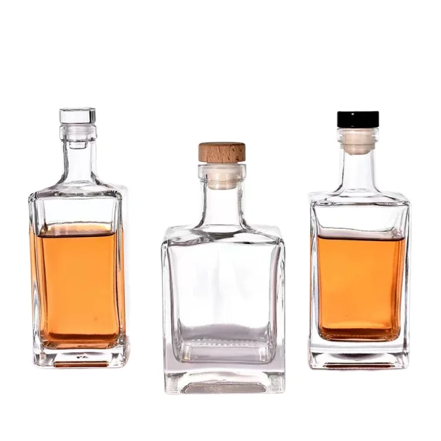 Cheap Factory Price heavy 250ml 350ml 500ml round extra flint clear empty vodka whiskey spirits liquor glass wine bottle