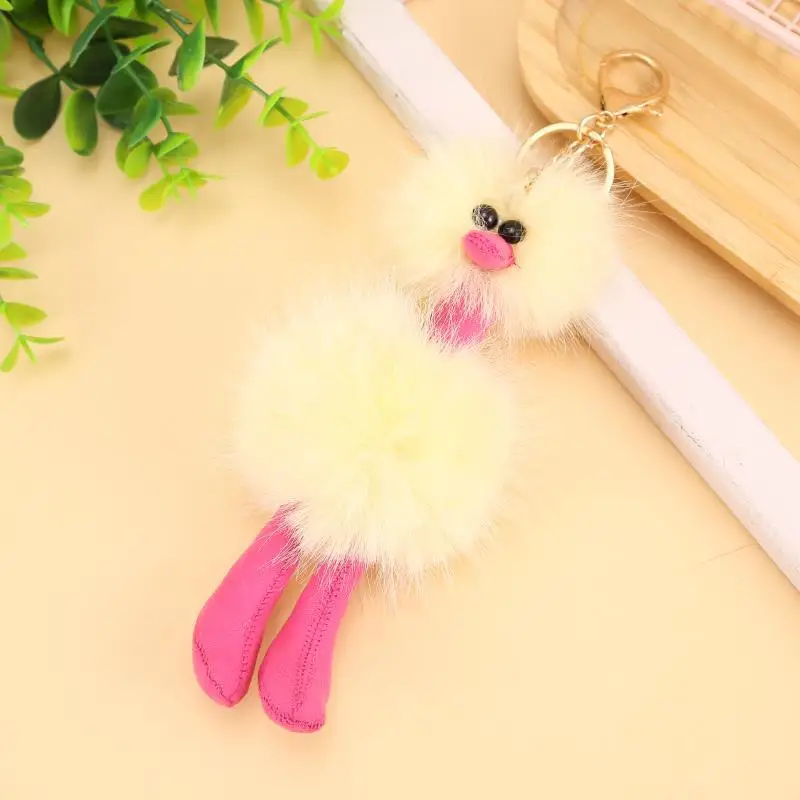 Best Quality Animal Series Ostrich Pompom Pendant Plush Toys Cartoon Colorful Ostrich  Mini Plush Backpack Keychain