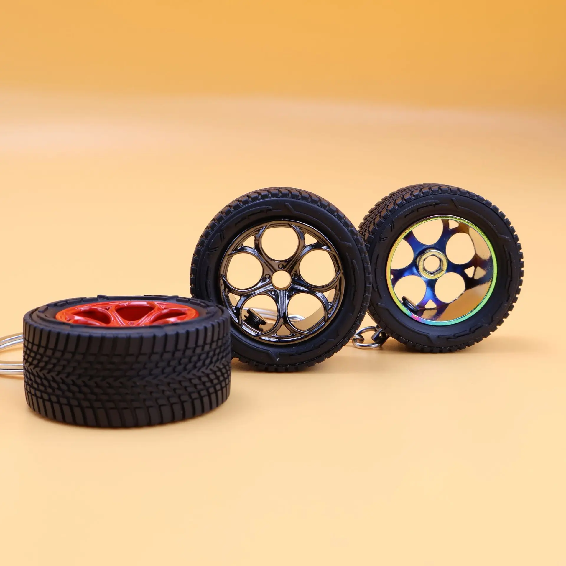 Hot Sale Mini Car Tyre PVC Soft Rubber Keychain Custom Logo Promotional Car Key Chain Keyring