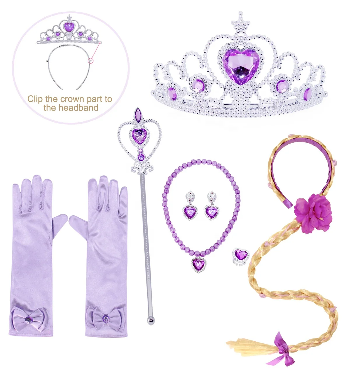 Wholesale Rapunzel Girls Suit Dress Plus 7 Accessories Princess Party Dress Girls Costume