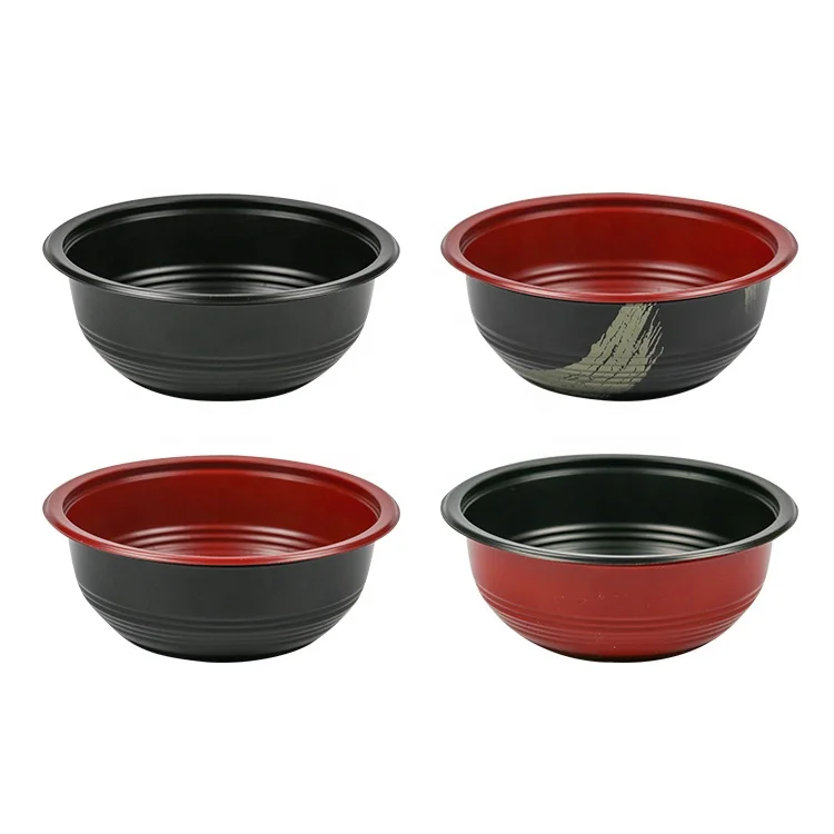 disposable plastic pp black soup bowl with lid hot food