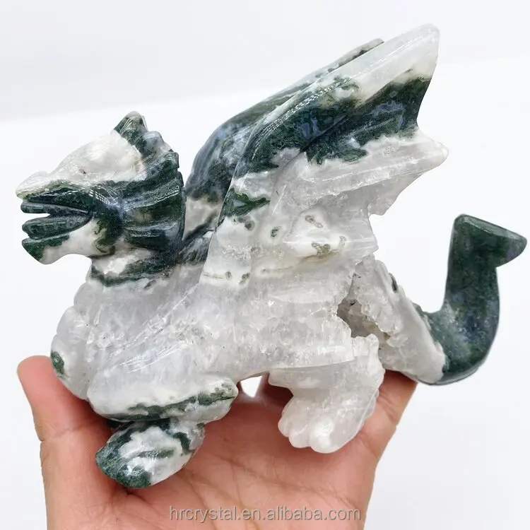 Large Dragon Have Carved Healing Semi-precious Stone Crafts Gemstone Crystal Animal Carving