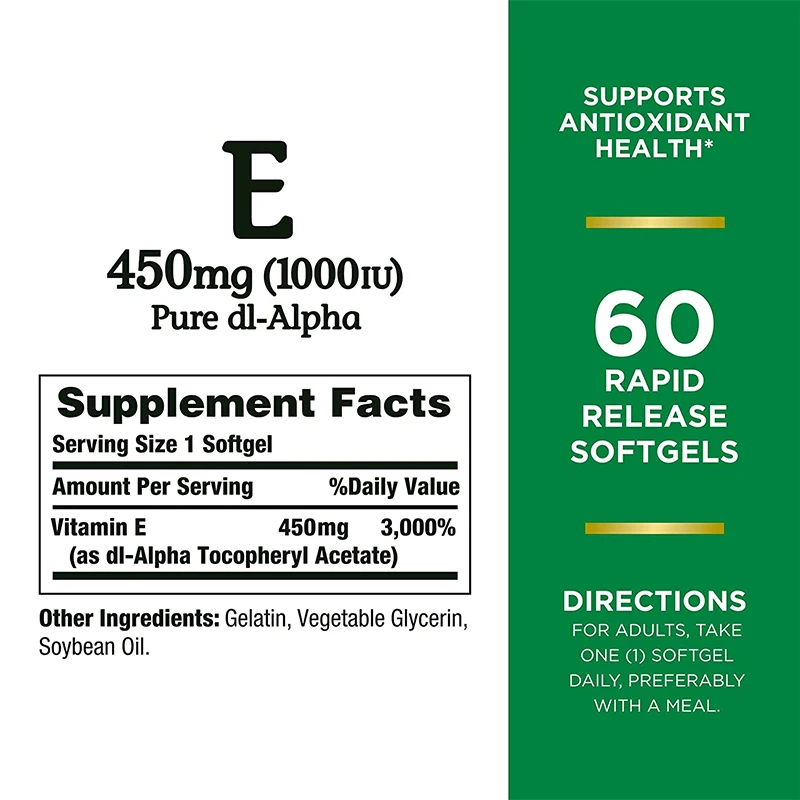 Vitamin E softgels support healthy immune support antioxidant health supplement