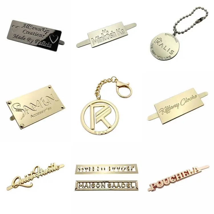 Competitive price antique brass accessories customized metal nameplate for bag