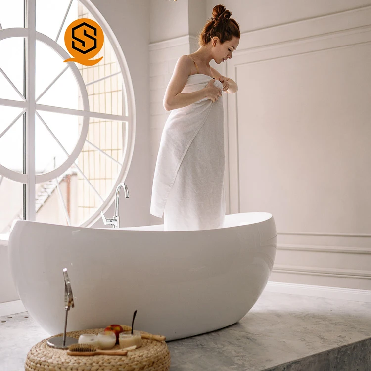 Pedestal Soaking Freestanding Cast Iron White Enameled Bathroom Tub Bathtub
