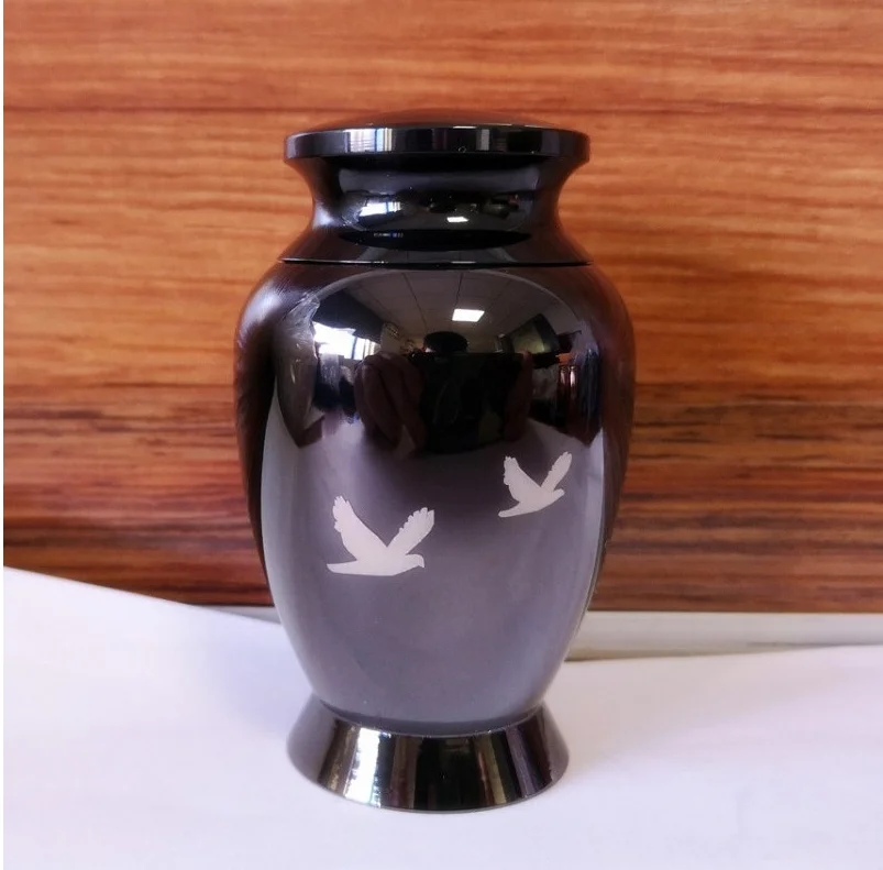 Coffee Gold Cremation Urn with bird engraved for Human Ashes Small Adult/ Pet memorial Casket Keepsake Stainless Steel Jewellery