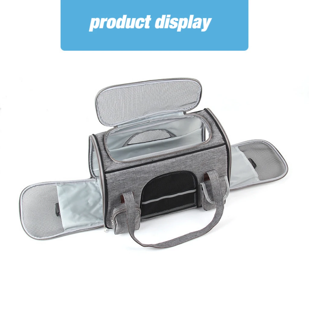 Eco-Friendly Breathable Pet Cages Carries Bag With Handle Foldable Airline Approved Pet Travel Bag 600D Oxford Cloth Pet Bag