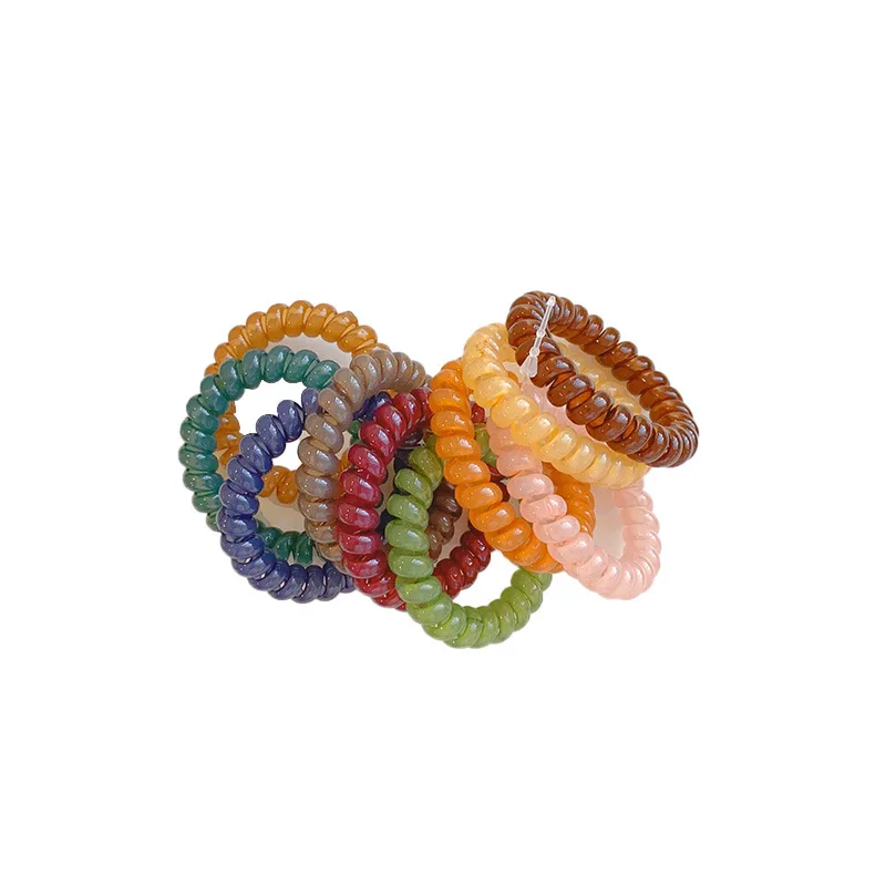5/10/20pcs Plastic Spiral Hair Ties Ponytail Holders No Crease Plastic Phone Cord Fancy Hair Ties For Thick Hair Women Girls