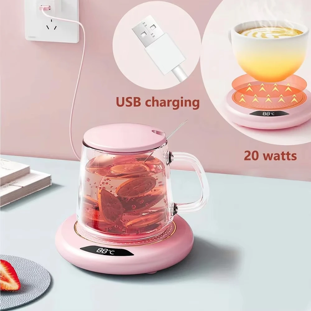 USB Potable Coffee Mug Cup Warmer for Office Desk Use Home Office Smart Electric Beverage Warmer with 3 Temperature Settings