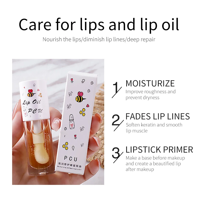 Lip Care Base Hydrating Natural Lip Plumper Organic Moisturizing Repair Clear Honey Lip Oil