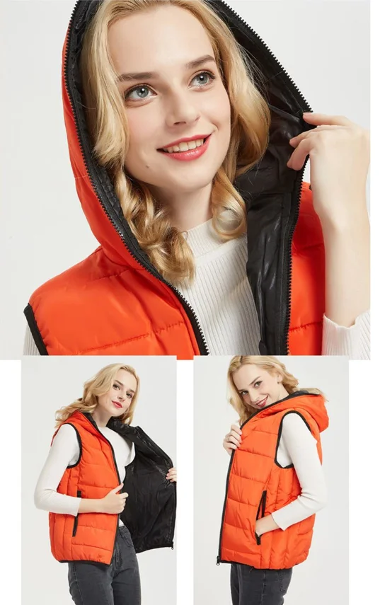 JACKETOWN Six Colors Sleeveless non Detachable Hood Spray-bonded Wadding Cotton Polyester Filled Waistcoat Man Duck Down V