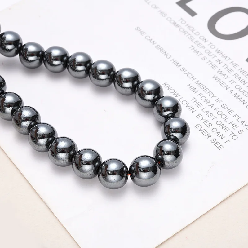 4mm Round Black Silver Gold Hematite Stone Beads for Jewelry Making