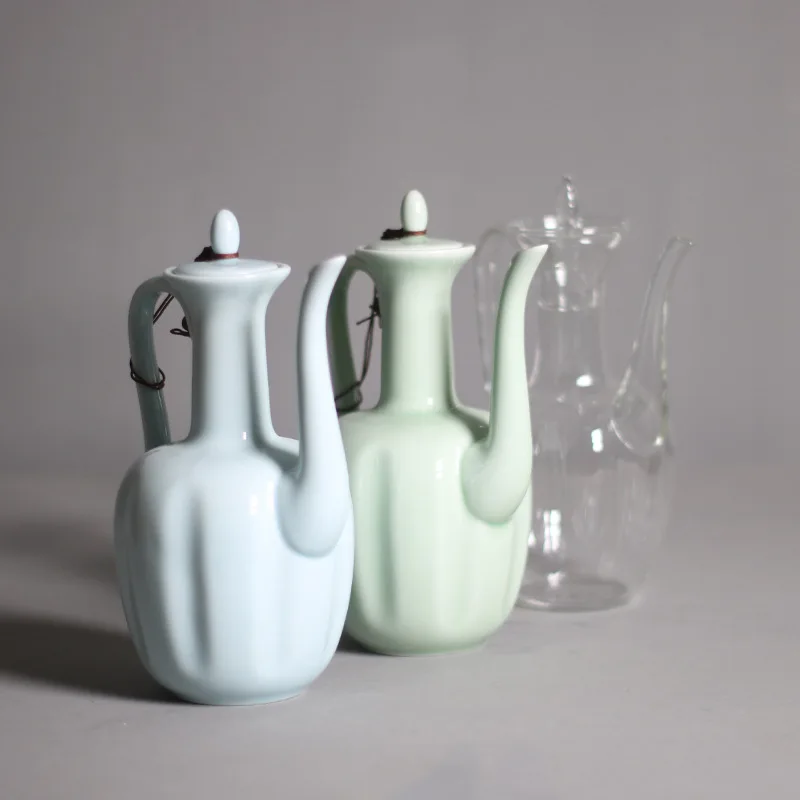 Porcelain Ceramic Chinese Traditional Vintage Green Tea Pot matcha accessories Mud Stoneware Chinese Teapot