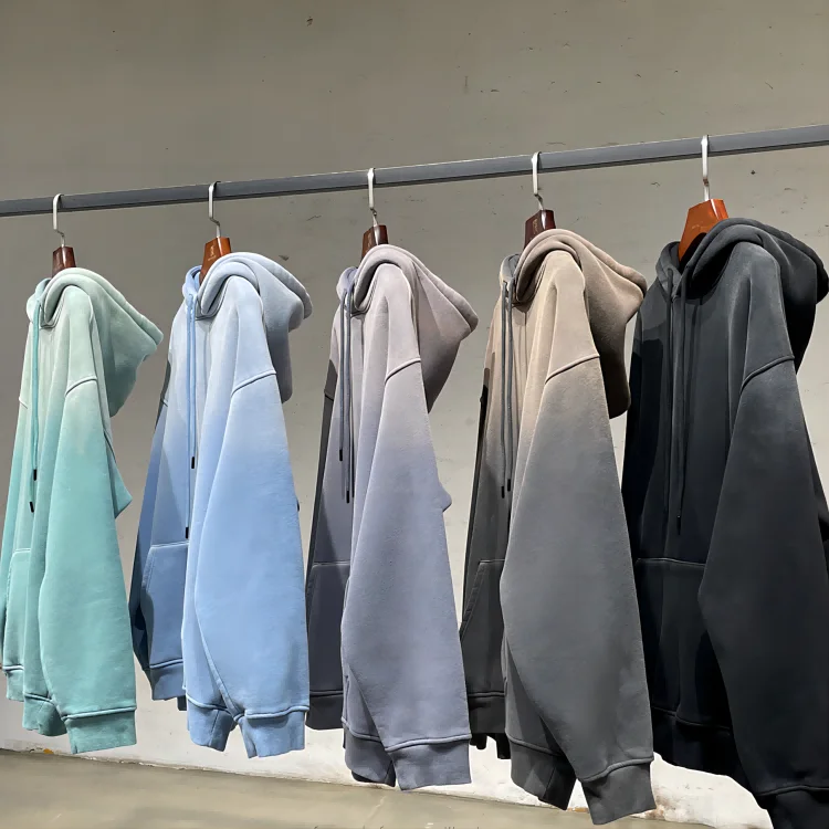 Full Custom Sun Faded Washed Hoodies 500gsm 450gsm Hoodie 100% Cotton French Terry Heavy Distressed Acid Wash Hoodies Men