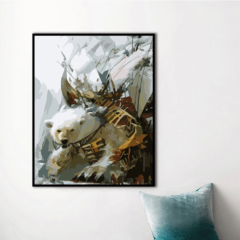 
 Frameless Animals Bear DIY Painting By Numbers Wall Art Picture Hand Painted Oil Painting For Home Decor Artwork 40x50  
