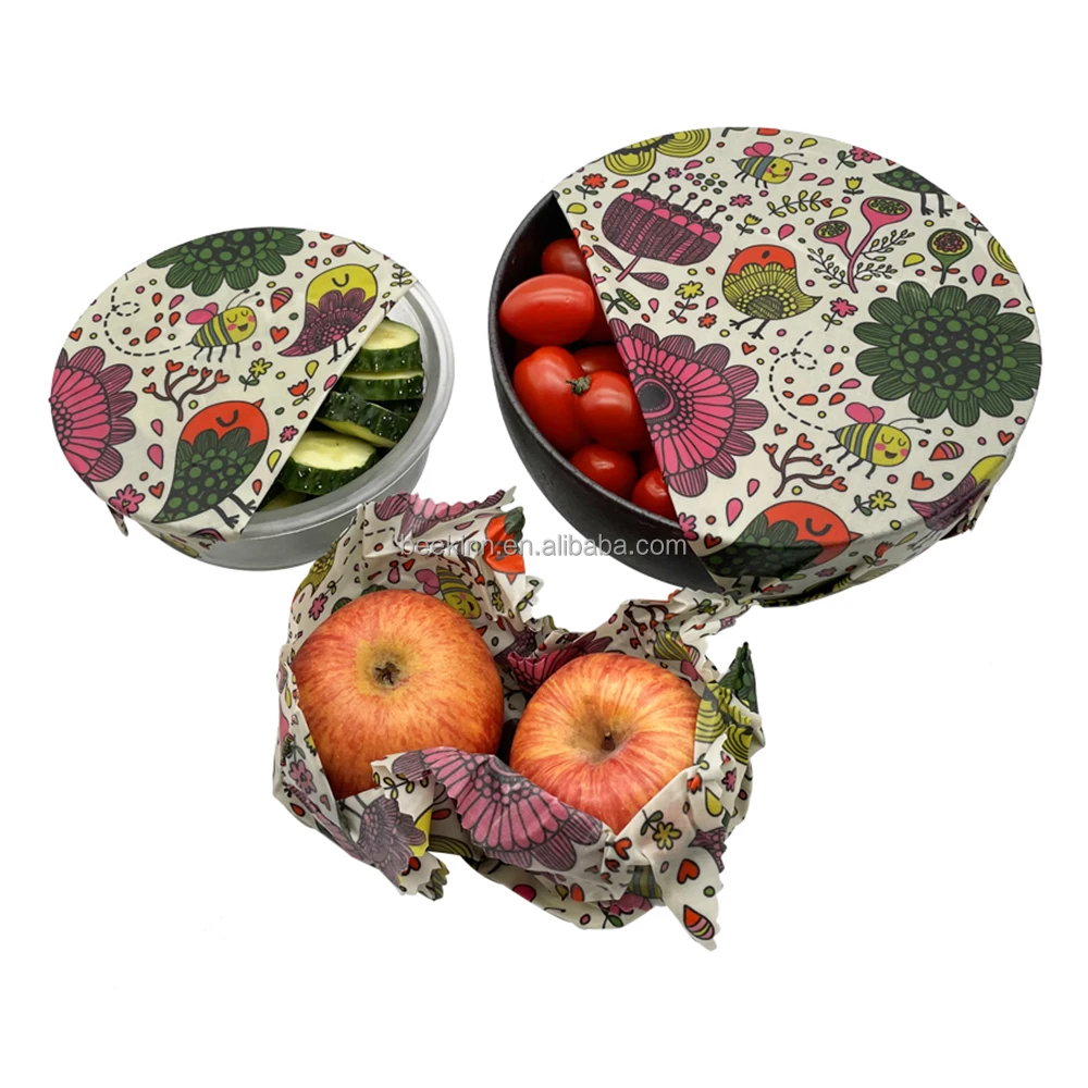 Factory price 100% Organic Cotton reusable bees wax wraps