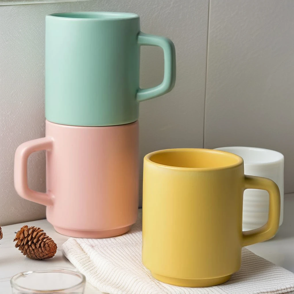 Nordic Ins Simple Ceramic Coffee Cup 6 Pack Household Suitable Water Milk Cup with Eco-friendly