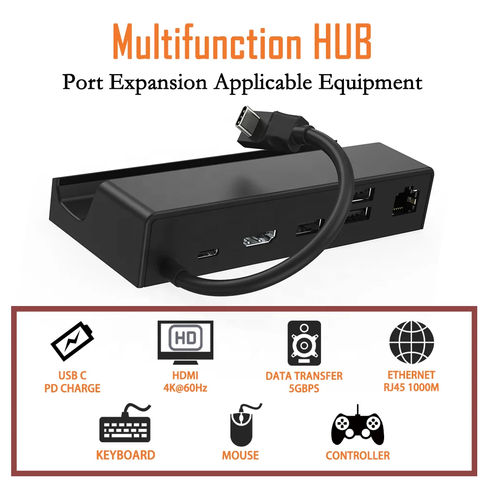 USB-C 6-in-1 Multifunction Adapter Valve Steam Deck Console 6 Port HUB