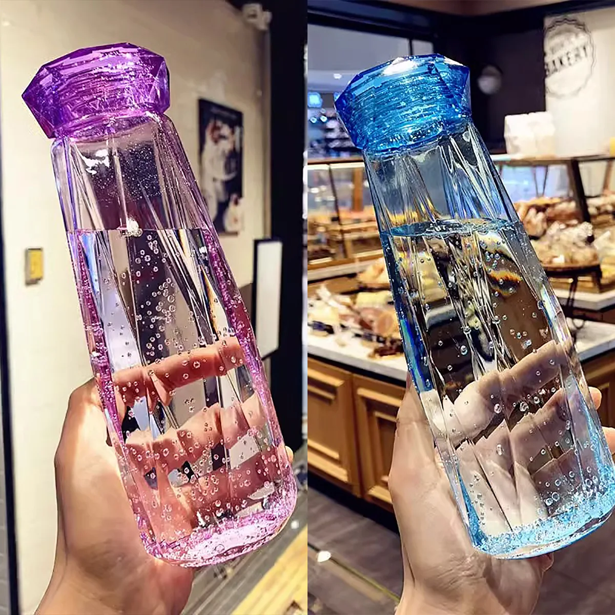 420ml 500ml Colored Soft Drink Glass Water Bottles Reusable Juice Bottles with Lids