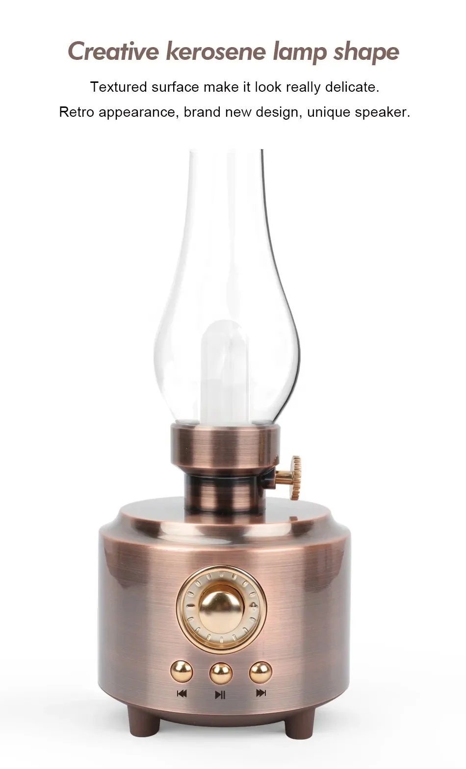 C210 mini oldschool boombox camping light led portable antique decorative oil lamp vintage style retro kerosene lamp speaker