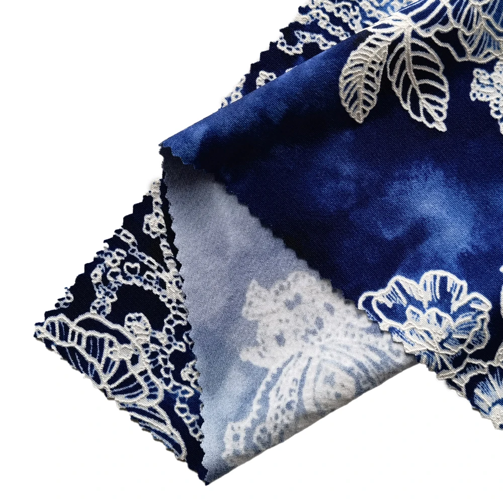 2023 Customized floral milk silk foaming fabric sewing for women garment