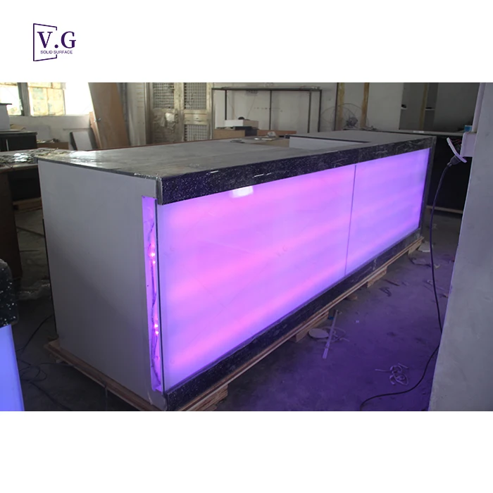 RGB 16 Color Changed Led Lighted Night Club Bar Counter Cinema Design Modern Bar Counter