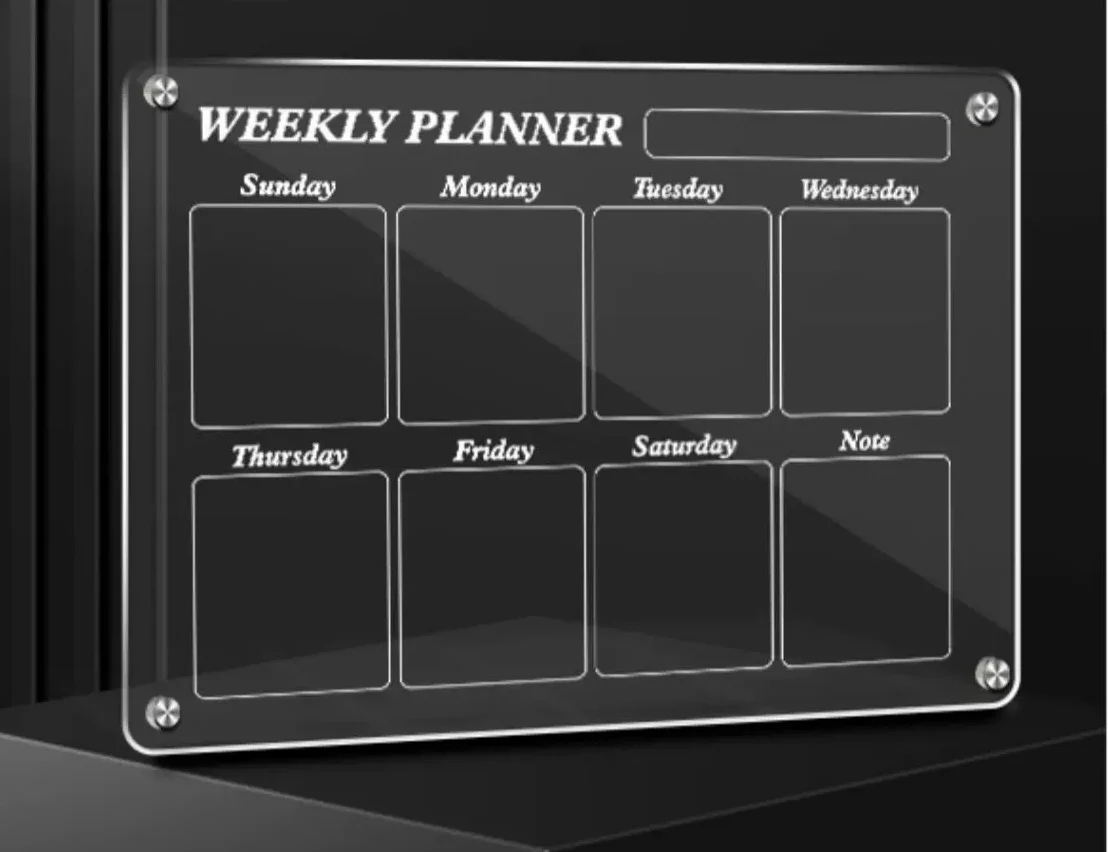 Customized Hot Sale Acrylic Fridge Sticker Message Weekly Planer Calendar Dry Erase Acrylic Magnetic Board