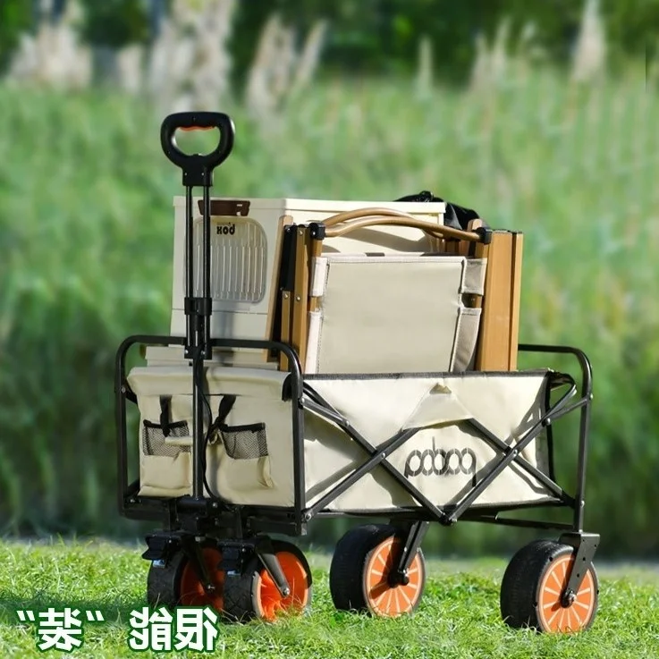 Electric Powered Folding Hand Truck Outdoor Utility Wagon Garden Cart Camping Wagon with Off-Road Wheels and Adjustable Handle