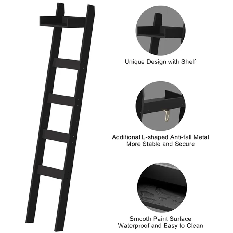 home decor decorative 5 tier bamboo wood blanket towel quilt holder ladder shelf rack stand storage for towels