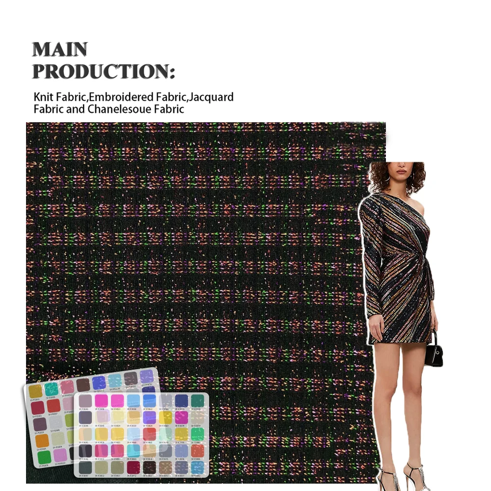 New product Nylon Lurex spandex shiny metallic lurex glitter knit textiles and fabrics for garment