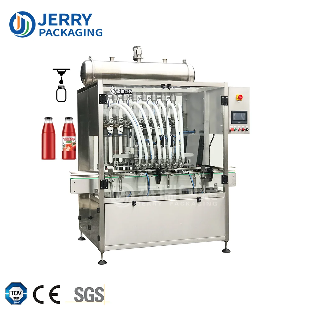 JERRYPACK JPF1000-8 50-1000ml 8 Nozzles Electric Automatic Piston Ketchup Mayonnaise Filling Machine