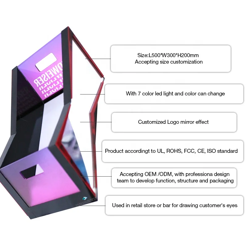 Custom Multi-Color Bottles LED Neon Advertising Display Rack Champagne Bottle Presenter for Events Party Lounge Bar Night Club