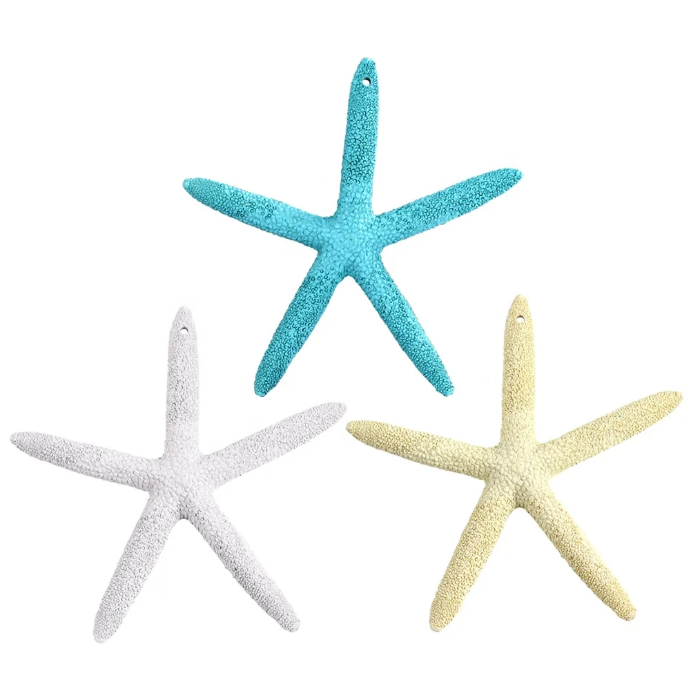 OurWarm Custom 10pcs White Plastic Artificial Resin Finger Starfish With Hemp Rope For Christmas Wedding Decor