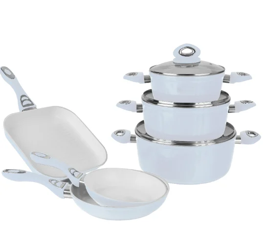 6 PCS Cooking Pot Set Color Stockpot Set/ Die-Casting Color Aluminum Set Pot/Non-smoke Frying Pan Soup Pot set