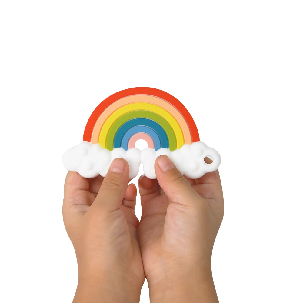 100% безопасный силиконовый детский Прорезыватель для зубов, Радужный цветной жевательный Прорезыватель для детей, Детский Прорезыватель для зубов