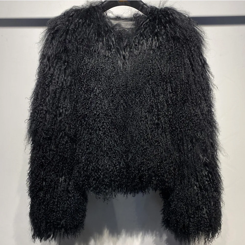 Classic Real Mongolian Fur Coat Ladies Short Genuine Lamb Wool Fur Jacket For Women Sheep Fur Overcoat