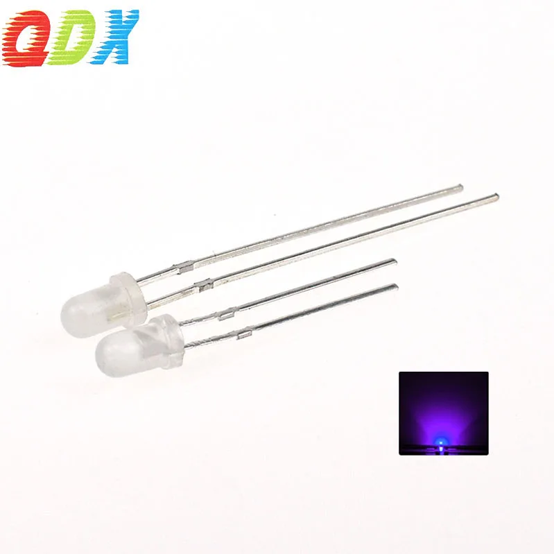 Manufacturer customized LED Water clear lens 3mm pink orange purple diffused super bright led diode round in-line lamp 3.0-3.2V