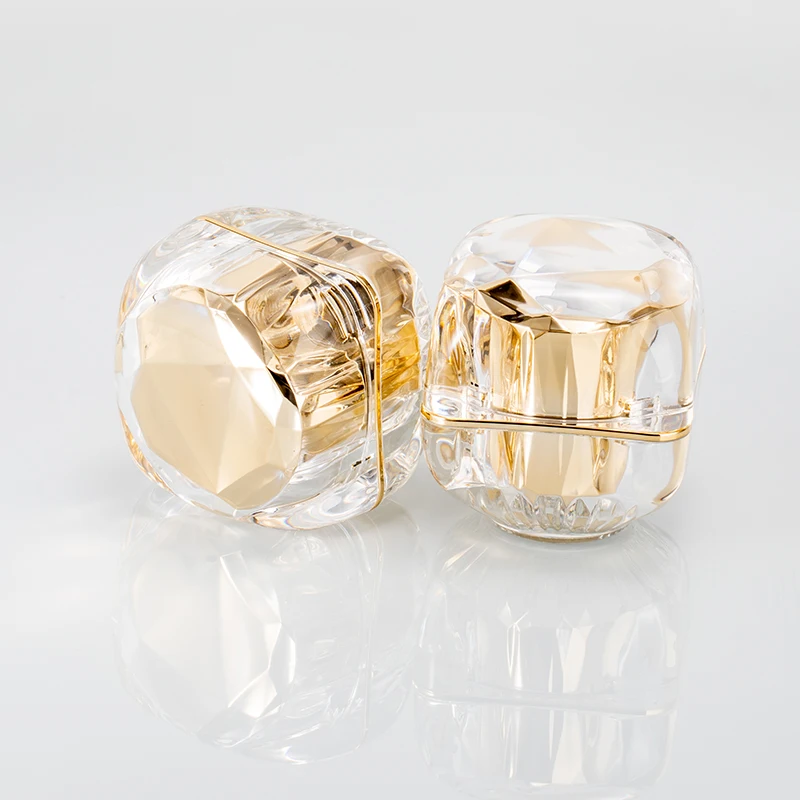Gold Double Layer Transparent With Gasket Acrylic Plastic Cosmetic Packaging Skin Care Cream Jar