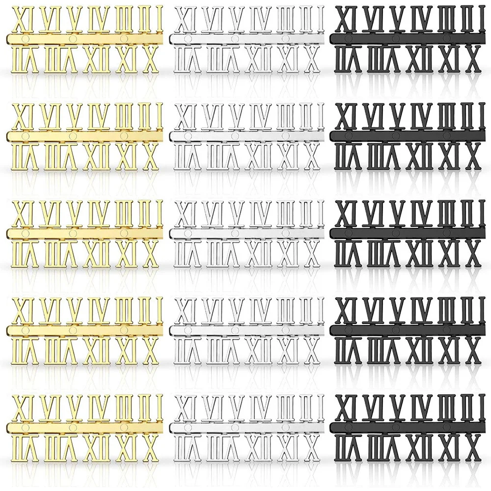 Clock number plates diy wall clock accessories Arabic Roman numerals gold and silver black