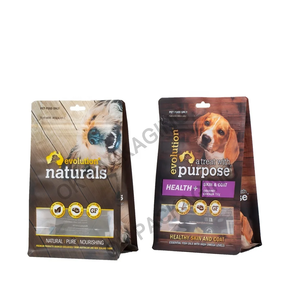 Plastic Pet Food Packaging Quad Seal Medical Food Packaging Bag Ziplock Pouch Kraft Paper Bag With Logo