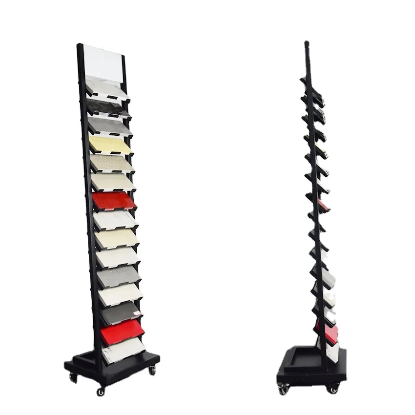 Hot Sale Acrylic Floor wheel Ceramic Tile Display Showroom Marble Granite Rack China Custom Waterfall Stone Panel Displays Stand