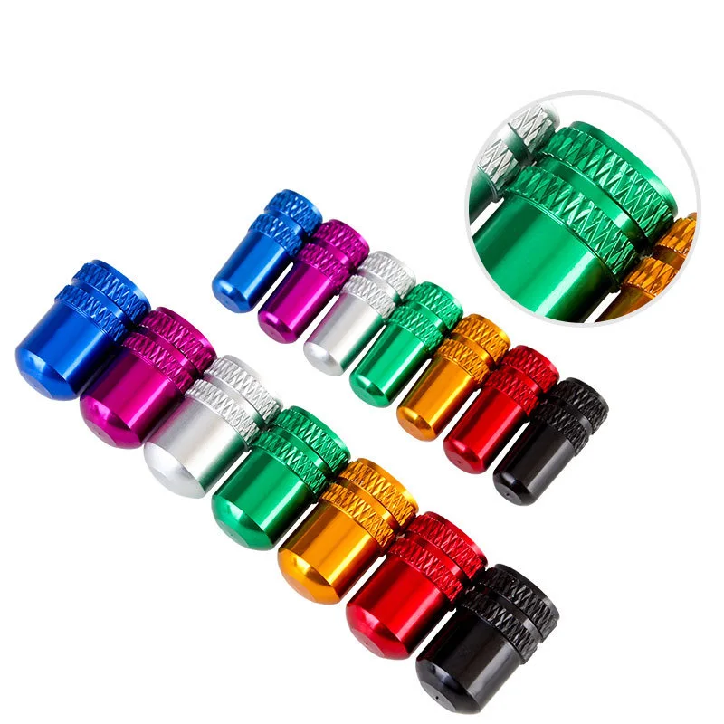Colorful Aluminum Alloy Bicycle Tire Valve Cap Schrader/Presta Valve Cap Bike Tire Caps With Vacuum Tire Law Mouth Nut