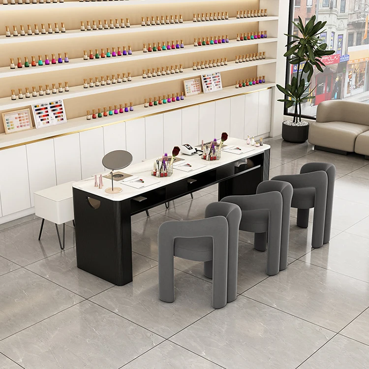 Multi-Function Marble Salon Table Durable Beauty Salon Manicure Table With Drawers Nail Station Manicure Table