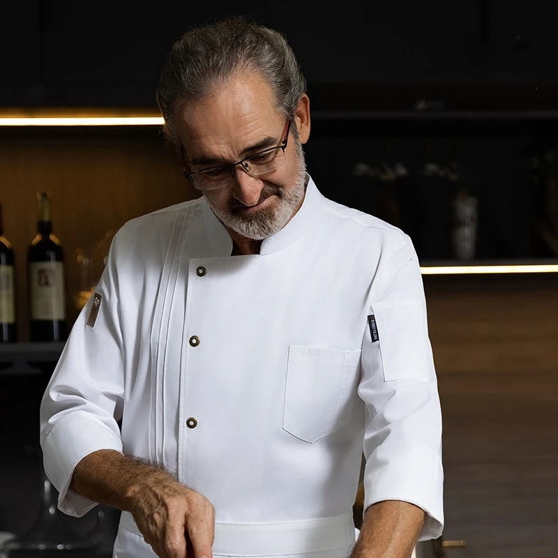 Chef Catering Work Clothes Long-sleeved Spring Autumn Winter Restaurant Uniform Canteen Fast Food Back Kitchen Chef Clothes