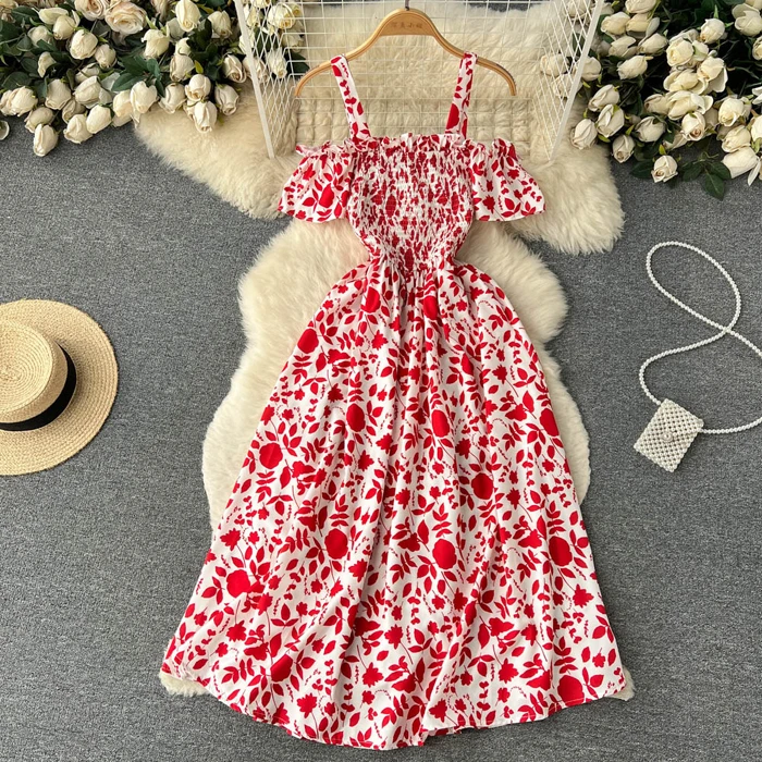 LY7587 New 2024 Korea Fashion Summer Floral Print Dress Women Clothing 6