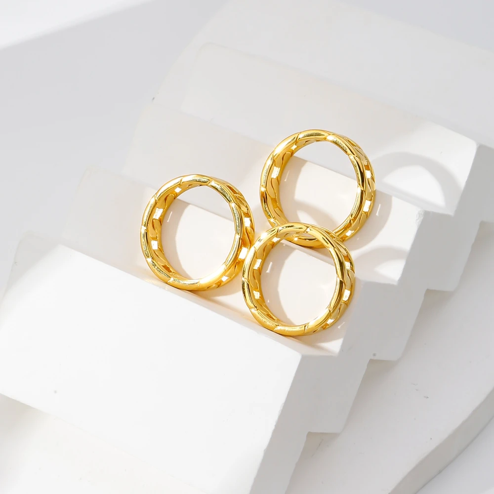 Hongtong Stainless Steel D1-19 Cuban Chain Design Hot Sale Wholesale Temperament Women Jewelry Rings