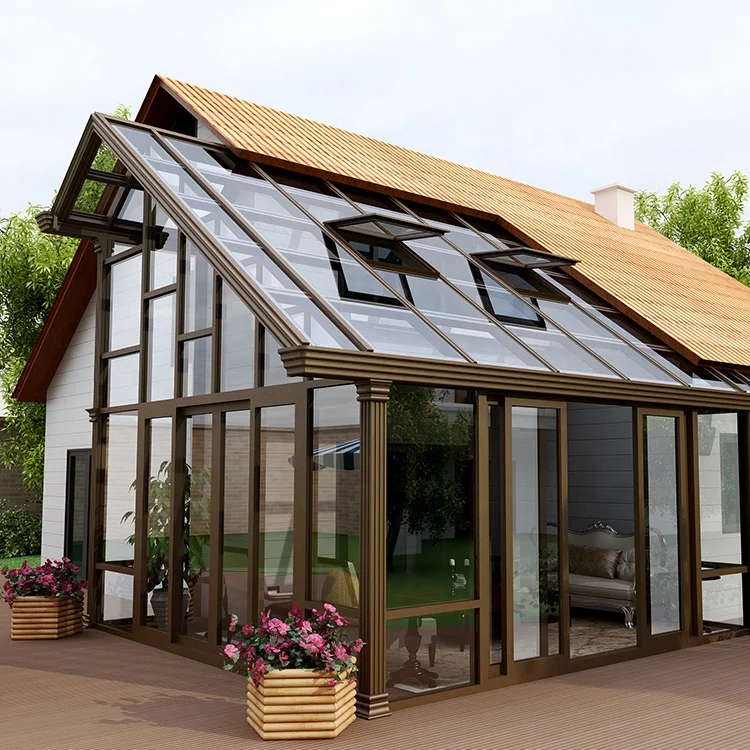  Sunroom для зимнего сада с китайского завода стеклянные дома алюминиевой рамой